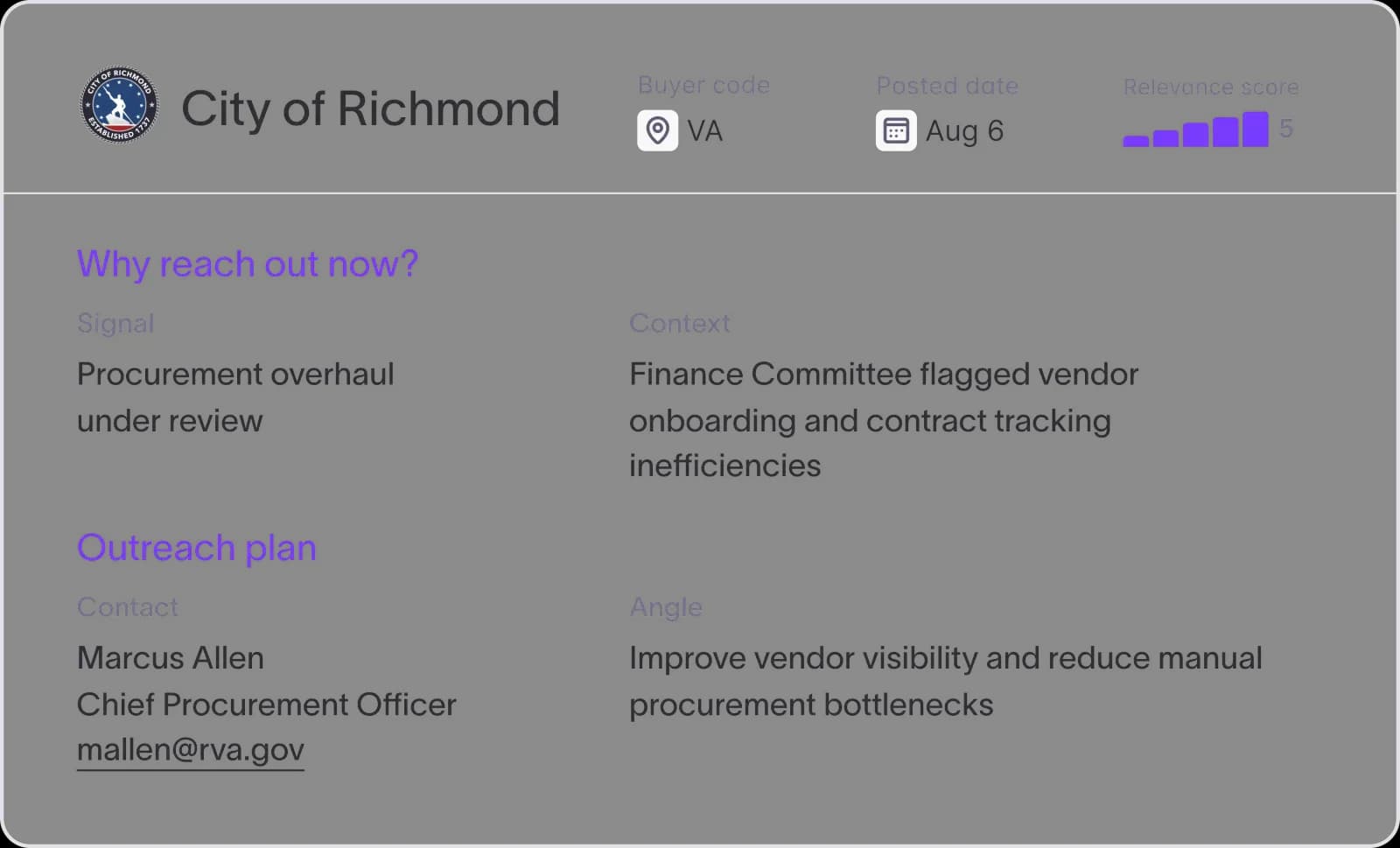 City of Richmond account briefing